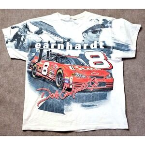 DALE EARNHARDT JR‎ SHIRT VINTAGE NASCAR AOP LARGE CHASE AUTHENTICS RACING #8 BUD